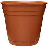 Southern Patio RN1207TC Riverland Planter with Saucer, 12 in Dia, Round, Poly Resin, Terra Cotta, Matte